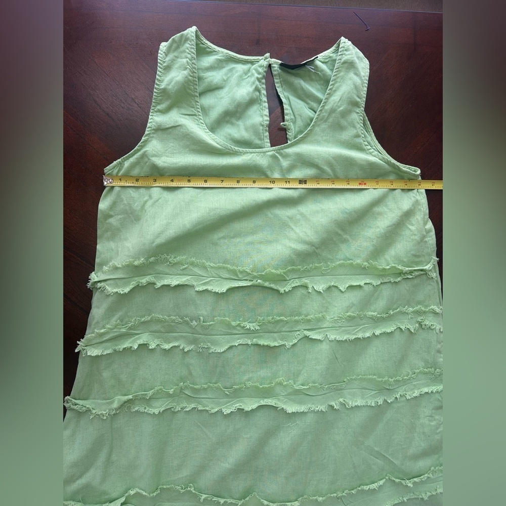 ASHLEY STEWART Green Sleeveless Layered Dress LINEN.It doesn't have a size tag - Picture 4 of 10